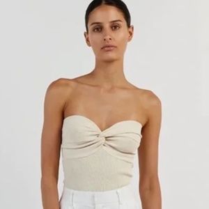 DISSH TOP ANIKA TWISTED CREAM KNIT CROP TOP Size 6 NEW WITHOUT TAGS